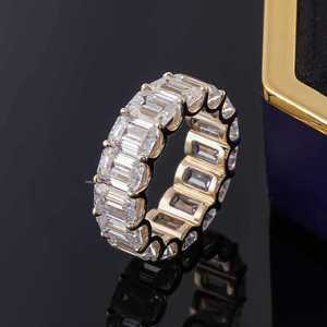 Sparkly Emerald Cut Moissanite Full Eternity Band <b>Ring</b> For Unisex 925 Silver With Rhodium Plated <b>Thick</b> Band Proposal Gift Her - Product Image 4