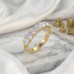 1.00CTW Oval Cut Diamond Half Eternity <b>Ring</b> Prong <b>Set</b> Solid <b>Gold</b> Anniversary Wedding Band Stackable Fine Jewelry for Women - Product Image 1