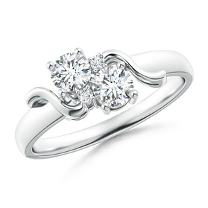 Anillo de Compromiso de Lujo con Dos Diamantes Redondos Cultivados en Laboratorio en Oro de 10K, 14K, 18K y Plata 925, 935 - Product Image 2
