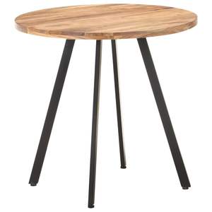 Tavolo da Pranzo in Legno Naturale Massello di Acacia Nera con Base in Ferro, Elegante e Resistente - Product Image 5