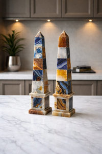 หินธรรมชาติรูปโอเบลิสก์ประดับด้วยลาพิส ลาซูลี งานแฮนด์เมด คริสตัลสโตน เป็นมิตรกับสิ่งแวดล้อม ของตกแต่งวันวาเลนไทน์ รูปปั้นประดับบ้าน - Product Image 4