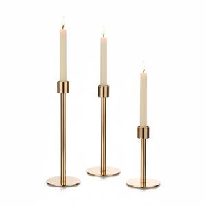 Grand bougeoir en verre avec couvercle en verre, support de bougie en métal pour mariage, fête et décoration de table à la maison - Product Image 3