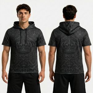 Camiseta Deportiva de Manga Corta con Capucha, Sublimada en Rojo y Negro, de Poliéster, de Secado Rápido, Transpirable y que Absorbe la Humedad - Product Image 3