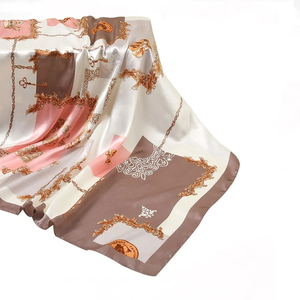 Foulard carré en satin de soie 90 cm, motif vintage, pour femme, hijab musulman, bandeau, nouveau bandeau pour cheveux, 90*90 cm - Product Image 2