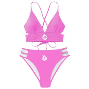Vente en gros de bikinis deux pièces de haute qualité pour femmes, couleur unie, personnalisés, coupe en V, séchage rapide, respirant, anti-UV, écologiques, vêtements de plage - Product Image 1