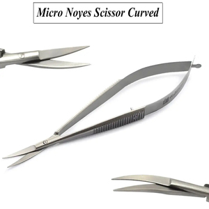 Ciseaux Noyes courbés en acier inoxydable réutilisables Castroviejo pour micro-chirurgie dentaire, à alimentation manuelle - Product Image 1