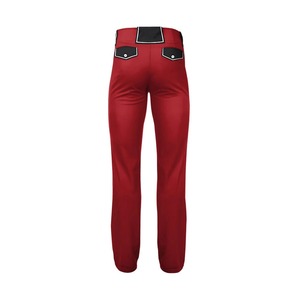 Pantalon de baseball rouge pour homme, couleur unie, polyester, évacuation de l'humidité, braguette zippée, poches, revers rayés, coupe classique, toutes saisons, protection UV - Product Image 3