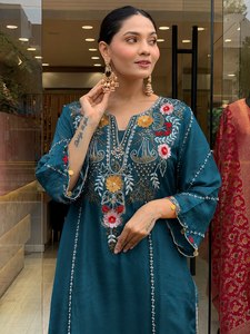 New Style Cotton Embroidered Anarkali <b>Suit</b> With Work For <b>Women</b> Traditional Indian Pakistani Wear Floor Length Loose - Product Image 6