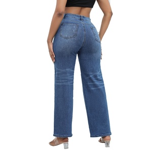 Jeans de Pierna Ancha para Mujer, de Alta Calidad, Rotos, Transpirables, Holgados, Pantalones Vaqueros para Mujer - Product Image 3