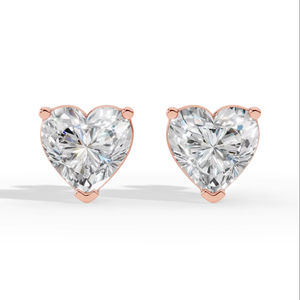 Boucles d'oreilles clous solitaires en diamant de laboratoire taille cœur, or 14 carats, bijoux de luxe, fournisseur en gros - Product Image 1