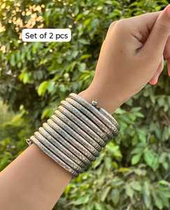 Juego de 2 Pulseras de Plata Alemana de Moda con Múltiples Espirales, Joyería de Moda al por Mayor para Mujer - Product Image 2