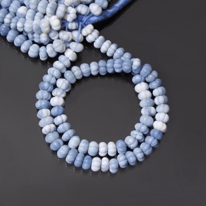 Cuentas redondas talladas de ópalo azul natural de 8 mm, cuentas de ópalo azul tipo melón, hilo de cuentas de 16 pulgadas para la fabricación de joyería al por mayor. - Product Image 5