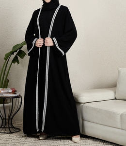 Best Selling Beautiful Dubai Women Abaya Traditional Islamic Muslim Clothing & <b>Accessories</b> <b>Floor</b> Length Long Sleeves Front Open - Product Image 3