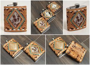 New Hand Tooled Leather Wrap <b>Stainless</b> <b>Steel</b> 8oz Hip <b>Flask</b> Custom Luxury Designer Genuine Cowhide Leather Alcohol Pocket <b>Flask</b> - Product Image 3