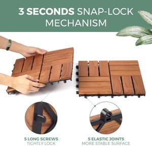 กระเบื้องอะคาเซียไม้เนื้อแข็งประสานประสาน300x300มม. กันน้ำกันลื่นสำหรับในร่มกลางแจ้งพื้นที่12มม. - Product Image 3