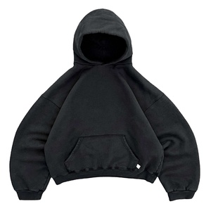 Sweat à capuche de haute qualité 500GSM, coupe ample et courte, épaules tombantes, molleton épais, capuche unie, sweat à capuche de haute qualité - Product Image 1