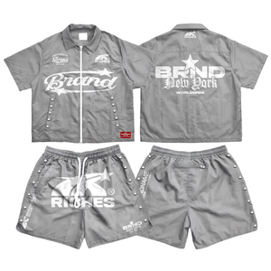 Ensemble veste coupe-vent rose et short pour homme, tenue streetwear d'été, séchage rapide, polyester, deux pièces, en vente - Product Image 2