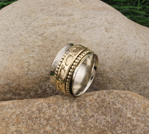 Anillo Vintage de Plata con Huella de Pie, Dos Tonos, Plata de Ley 925, Anillo de Recuerdo de Boda para Mujer, Joyería - Product Image 1