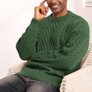 Premium Quality Customizable Men's Knitted Sweaters Anti-Wrinkle 100% Cotton Wholesale O-Neck Long Sleeve Men's Sweaters - Product Image 4