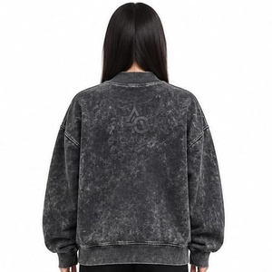 Oferta Destacada: Sudadera Oversize Personalizable de Felpa/Algodón con Lavado Ácido, Color Negro, Cuello Alto Premium y Hombros Caídos - Product Image 3
