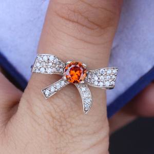 Bague en zircon orange, argent sterling, pierre précieuse, bague de fiançailles, bague de promesse, pierre de naissance de septembre, cadeau pour elle - Product Image 4