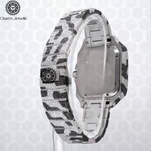 Montre Charm Jewells en acier inoxydable avec diamants, cadran analogique tonneau, verre saphir, luxe, mode, unisexe, fermoir papillon - Product Image 2