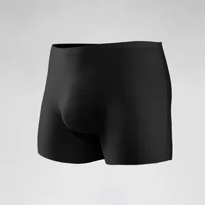 Caleçons boxers pour hommes en coton sans couture, taille mi-haute, en maille douce, avec coupe 3D en soie glacée, ceinture étendue et fines empiècements sportifs pour l'été - Product Image 4