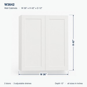 Kitchen <b>Cupboard</b> 36 x 42 Inch Wall Cabinet Painted Shaker Plywood Carcase Kitchen Cabinets Ready to Ship USA W3642 - Product Image 6