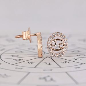 Boucles d'oreilles signe du zodiaque Cancer avec halo de diamants ronds 0,30 TCW E/F VS Clarity, bijoux d'astrologie pour femme, cadeau d'anniversaire élégant - Product Image 2