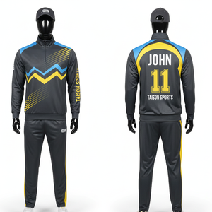 Mens Cricket Training <b>Tracksuit</b> 220 GSM Premium Polyester Interlock Green Orange <b>White</b> Panel Design Custom Sublimation Logo - Product Image 4