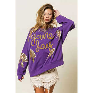 เสื้อฮู้ดผู้หญิง Veloro สีม่วง/ทอง ไซส์ S สำหรับวันแข่งขัน พร้อมปักเลื่อมลายฟุตบอล - Product Image 2