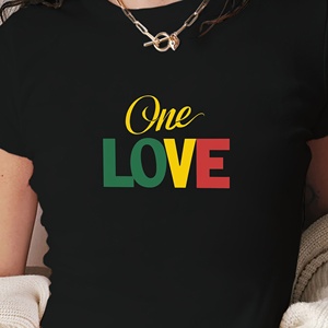 Reggae Typographie Y2K style one LOVE t-shirt court mode femme - Product Image 1