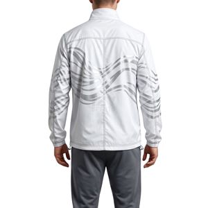 <b>White</b> Grey Topographic Pattern Windbreaker <b>Jacket</b> Fine Line Minimalist Lightweight Outdoor Running Casual Men's <b>Jackets</b> - Product Image 2