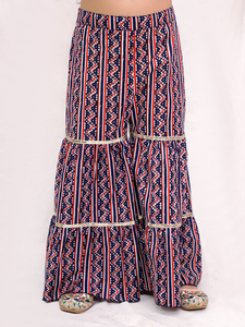ชุดเสื้อแขนกุดผ้าฝ้ายทอพิมพ์ลายแบบนามธรรม Titrit และกางเกง Sharara - สีฟ้า - Product Image 6