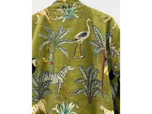 Robes kimono en velours imprimé jungle verte, manteau en velours pour le thé du matin, robe de demoiselle d'honneur, robe en velours de coton pour femme, veste en velours - Product Image 3