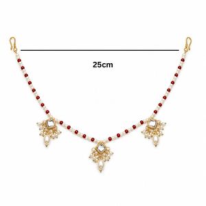 Cadena para el Cabello con Perlas Estilo Kundan de Cristal para Mujer, Moda Étnica para Bodas - Product Image 3