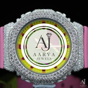 AARVA JEWELS นาฬิกาควอทซ์สุดหรูสำหรับผู้หญิง หน้าปัดคริสตัล แสดงวันที่/วันอัตโนมัติ ตัวเรือนประดับเพชรเทียม สายซิลิโคนสีชมพู ดีไซน์อนาล็อก ขนาด 40 มม. - Product Image 6