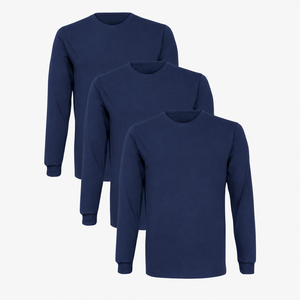 Camisetas Formales de Algodón para Hombre, Manga Larga, Cuello Redondo, Corte Regular, con Diseño de Patrón y Logotipo Frontal, 300 Gramos - Product Image 5