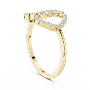 Élégante bague en or jaune avec diamant de laboratoire en forme de cœur infini |   Bague de promesse contemporaine en forme de cœur ouvert pour femme, bijoux - Product Image 2