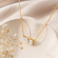 Collier élégant Toi et Moi, diamants ovales taille poire cultivés en laboratoire, or 10 carats, cadeau de luxe pour fiançailles, fête, mariage, anniversaire
