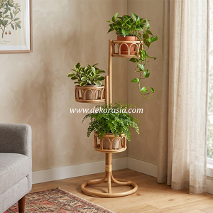 Eco-Friendly Rattan Plant Stand for Indoor Outdoor Garden <b>Flower</b> Pot Holder Decorative Home Decor <b>Display</b> Rack - Product Image 2