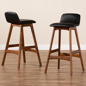 Midcentra Curve Bar <b>Stool</b> Solid Teak Wood - Product Image 1