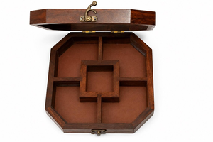 Boîte à épices octogonale en bois faite à la main avec couvercle en verre, 5 compartiments, Masala Dabba, organisateur de rangement pour épices de cuisine, Masala Dani en bois - Product Image 2