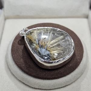 เครื่องประดับเงิน925ชุบโรเดียมทองคำคุณภาพดีเยี่ยมพลอยทับทิมสีทองธรรมชาติจี้ทันสมัยสำหรับงานปาร์ตี้ - Product Image 2