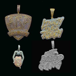 Luxury 925 Sterling <b>Silver</b> <b>Charm</b> Pendant Necklace Personalized Iced Out Moissanite Diamond Trendy Hip Hop Unisex - Product Image 2