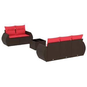 Juego de sofás de patio de ratán sintético marrón de 6 piezas con cojines, elegante colección de muebles para exteriores - Product Image 2