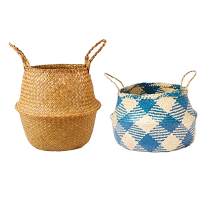 Decorative Handmade PHU HAO Brand Natural STRAW BELLY <b>BASKETS</b> Woven Planter & Storage <b>Basket</b> for Living Room and Bedroom Vietnam - Product Image 1