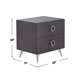 Comodino Espresso a 2 cassetti in MDF con gambe in plastica - Product Image 3