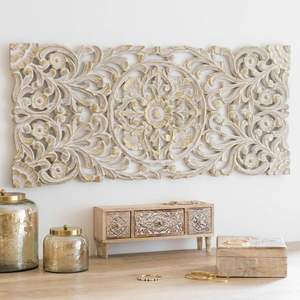 Panneau mural en bois sculpté au design antique, finition parfaite et taille standard. - Product Image 1