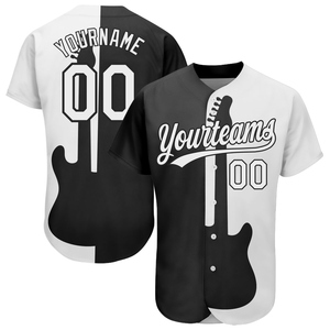 Venta al por Mayor del Jersey de Béisbol Auténtico OMMIZ INDUSTRY Personalizado en Blanco y Negro con Diseño 3D de Festival de Música Rock and Roll - Product Image 1
